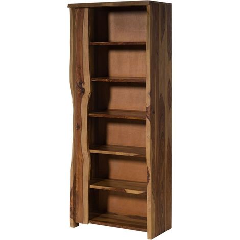 Bücherregal Sheesham 81x45x200 natur lackiert / sandgestrahlt PURE SHEESHAM 227Massivmoebel24 GmbH
