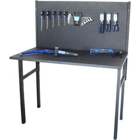 Labor Tavolo Richiudibile Da Parete In Metallo Con Piano Di Lavoro In Metallo E Pannello Preforato Con 20pz Ganci D'appenderia In Metallo Dimensioni Tavolo Aperto Cm 120x66,5x144 Dimensioni Tavolo Chi