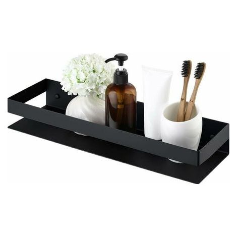 Mensola da parete per doccia in acciaio inox nero opaco da 40 cm – Resistente alla corrosione – Facile installazione – Per bagno e cucina (1/5)