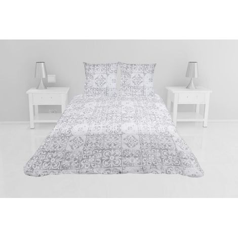 Couvre lit microfibre + taies 240 x 260 cm Persan gris
