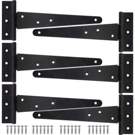 Stück T-förmige Scharniere für Gartenhäuser, 25 cm robuste T-Scharniere aus Metall für Gartentore, rostfreie T-Riemen-Scharniere für Gartenhaustüren und Scheunentore (Schwarz) (1/5)