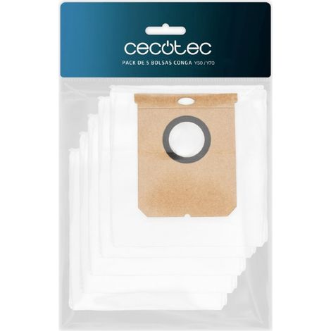 Cecotec Pack de 5 Bolsas para Base de Autovaciado Conga Y50 / Y70. Consumibles, Accesorios, Bolsas para Compatibles con Base de