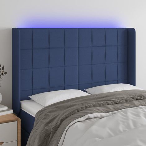 Tête de lit Décoratif à LED Bleu 147x16x118/128 cm Tissu -BV98744 (1/5)