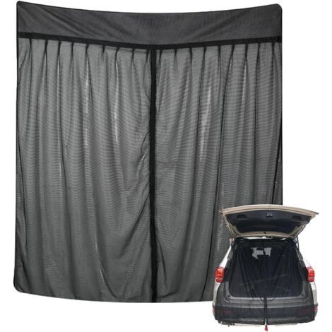 BUNTHAUS 165x165cm Couverture de Porte d'Aile Grande Taille,Moustiquaire pour Porte Arrière de Camionnette ,Moustiquaire Magnétique en Maille Noire,pour Voiture,Camping,Van,Camping Car (1/5)