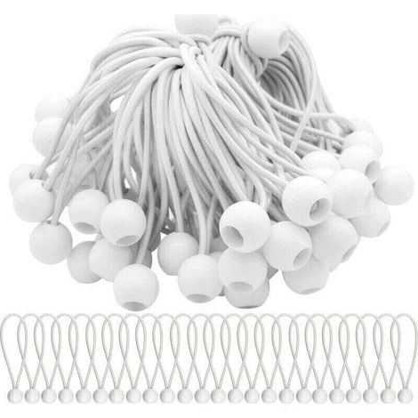 Pack de de 50 Tendeur Elastique Cordons Élastiques avec Boules Sandow Elastique Boules Elastiques pour chapiteaux, XU, Tentes, Bannières et bâches - KZQ