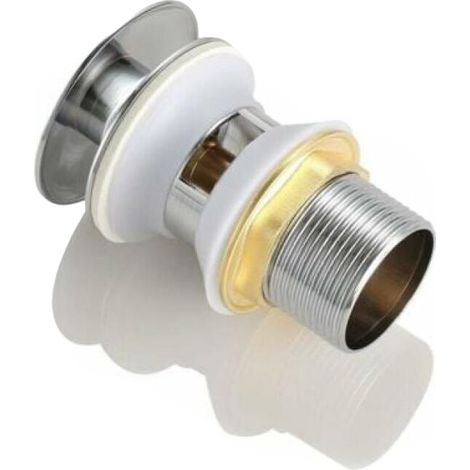 Bouton de vidange escamotable, bouchon de lavabo de salle de bain, siphon, bouchon de déchets, accessoire de robinet de lavabo,Push Open Click Clack pour Salle de Bain 1-1/4 en Laiton Chromé YMYNY (1/4)