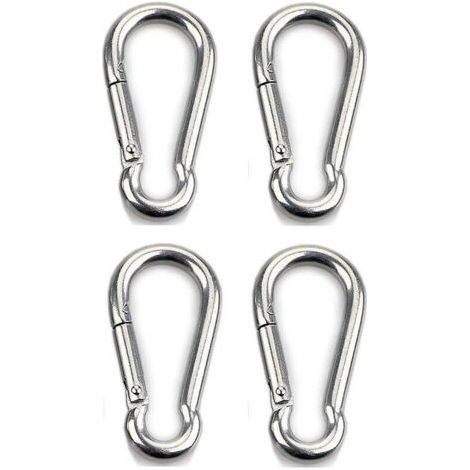 Pair 4pcs Mousqueton de Fixation pour Charges Lourdes, Sports, Chiens de Serrure, Hamac Balançoire, en Acier Inoxydable 304, 8mm Épaisseur (1/4)