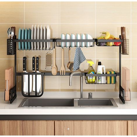 Skecten – Panier égouttoir d'évier en acier inoxydable – Rangement cuisine au-dessus de l'évier – Capacité 75 kg – Design ergonomique et antidérapant (1/5)