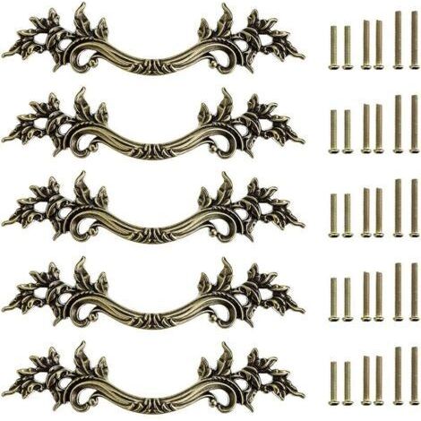 5pcs Poignée de porte vintage Bouton de Porte de Placard rétro,décorer le Tiroir, la Commode, Placard, Meuble etc. (bronze) (1/5)