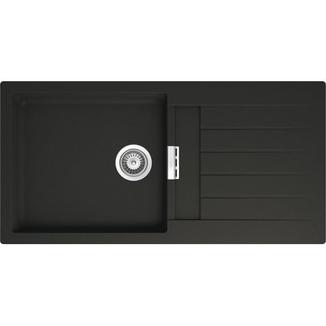 QUARZEX® OSLO Evier réversible 1 bac - ROCA Couleur : Noir - Dimensions : 1000x500x200 mm (1/2)