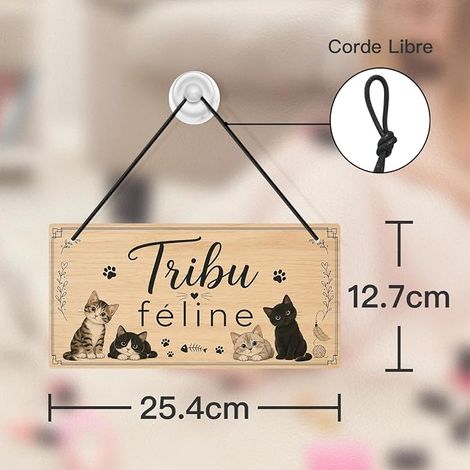 Cat Tribe Wall Sign PVC Sign Entrance Living Room Bedroom Decoration 10 x 5 x 0.5 cm (1/4)