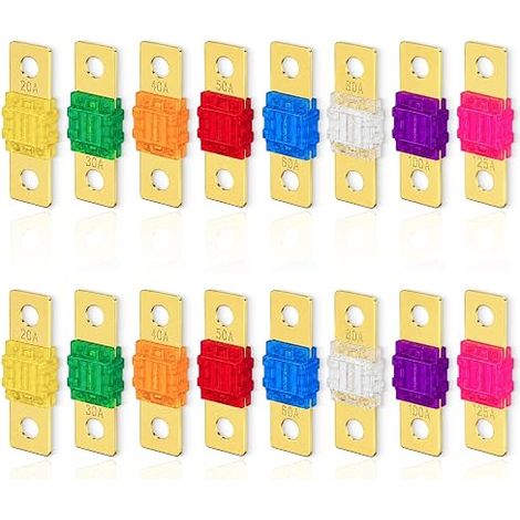 16pcs MIDI Fuse MEGA Fuse Holder Kit with 32V Screw Fuses 20/30/40/50/60/80/100/125A - Color Coded Fuses for Auto Truck RV (1/5)