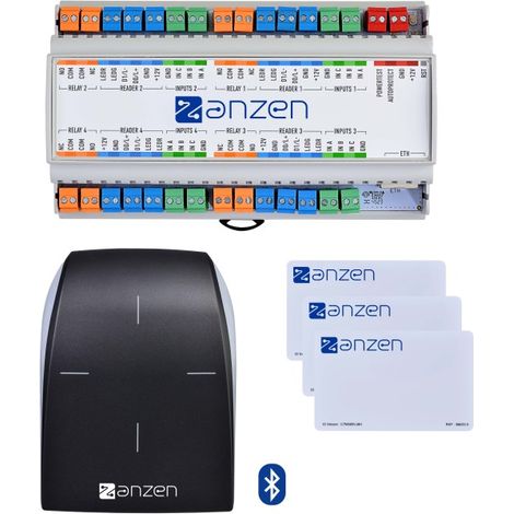 Pack contrôle d'accès : 1 centrale 4 portes, 1 lecteur Bluetooth OSDP + 3 badges - AIPHONE AZPACKBLUE