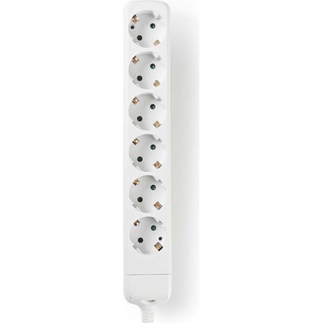 Nedis EXSO600F1WT Multiprise Contact de Protection 6 Voies Blanc