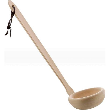 1 Louche Coudée Bois Feuillu 30 Cm Volume 150 Ml Pour Sauna