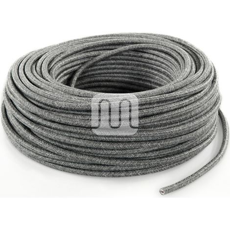 CAVO ELETTRICO TESSILE TONDO - CANVAS GRIGIO 3MT