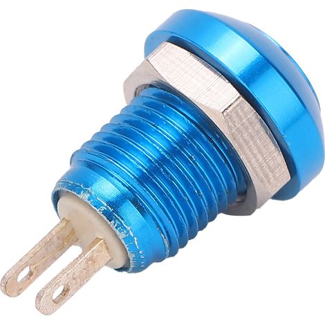 Interrupteur M8 Étanche à Bouton-Poussoir Auto-Rétablissement en Alliage Zinc 24V 1A (Couleur Bleu)