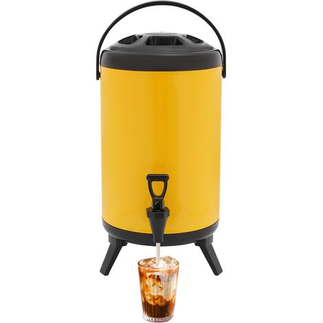 Distributeur de boissons isolé en acier inoxydable 10L, carafe de café pour les parties, récipient de boisson froide et chaude avec bec, pour le thé, le jus, le lait (1/5)
