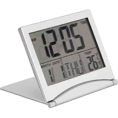 Réveil numérique avec étui en cuir et fonction calendrier, idéal pour le bureau et la chambre. (1/5)