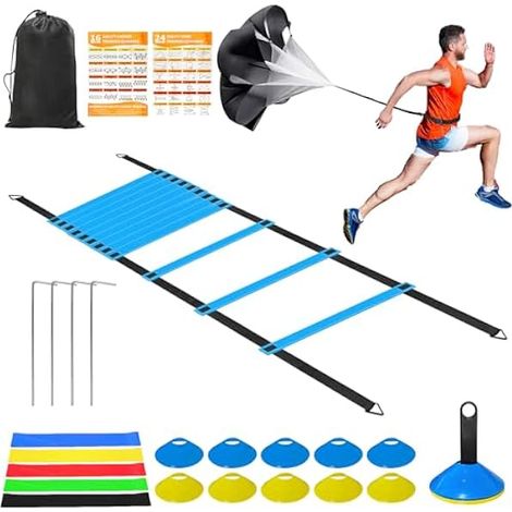 Échelle D'Agilité - Parachute De Résistance - Cônes - Bandes De Résistance - Sac De Transport - Kit Entraînement Sportif Multifonction (1/3)