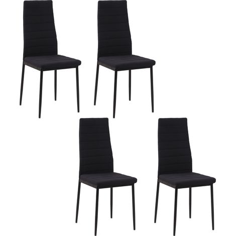 Set 4 Sedie 41x50x97 cm in Tessuto Nero (1/5)