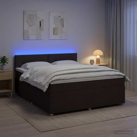 vidaXL Cama box spring con colchón Marrón Oscuro 140 x 190 cm Tela (1/5)