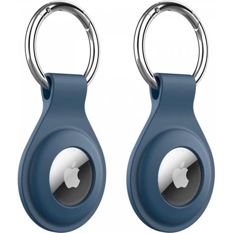 Silicone Coque pour AirTag 2021 avec Porte-Clés, Étui Housse de Air Tag Portable Protection, Installation Facile, Lot de 2 (Bleu profond) (1/5)