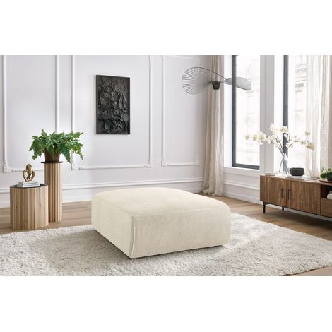 BOBOCHIC - Pouf grand JEANNE tissu velours Beige (1/5)