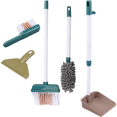 Ensemble de nettoyage pour enfants, jeu de ménage d'imitation - Balai, brosse, serpillière, pelle à poussière, chiffon, ensemble de nettoyage pour tout-petits (1/4)