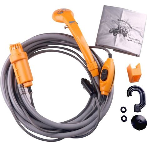 Kit de Seau se Pliant de Douche extérieure portative,12V Douchette Alimentée par Allume-Cigare pour Camping Randonnée Voyage Voiture (1/4)