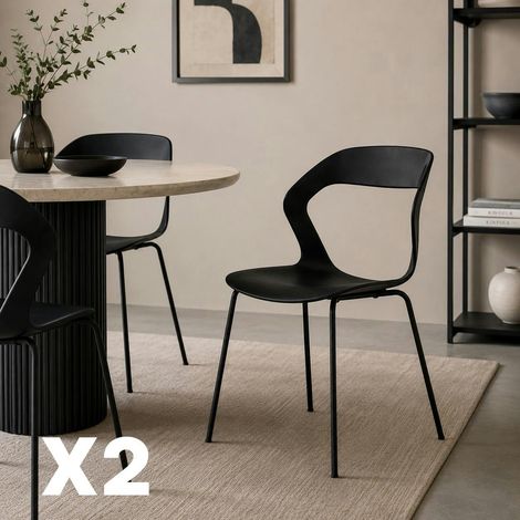 Chaise design noire en polypropylène (lot de 2) ALBA