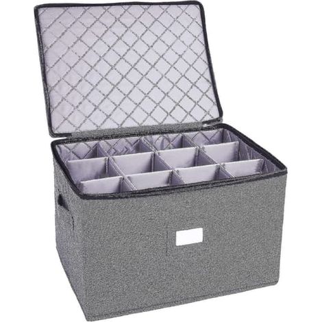 Rangement pour 12 verres à vin ou boîte de rangement pliable pour bouteilles de vin, pouvant également servir pour ranger des vêtements. (1/5)