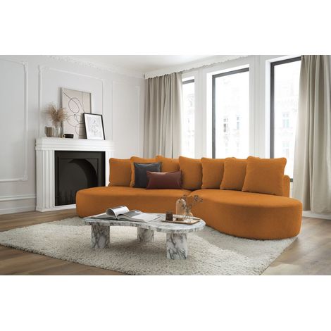 BOBOCHIC - Canapé d'angle fixe MARIANNE tissu lisse Angle droit  Jaune (1/5)