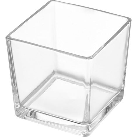 Vase Verre Transparent Moderne Pot de Fleur Cube pour Plante Hydroponique Décoration de Table Polyvalente pour Salon et Bureau (1/5)
