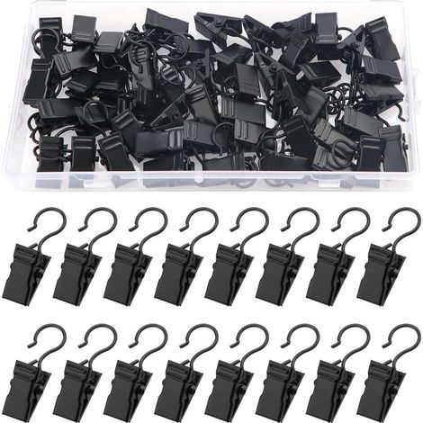 50 Stück Metall-Gardinenclips, Gardinenclips, dekorative Gardinenaufhänger, für Schlafzimmer, Badezimmer, Heimdekoration, Schwarz (1/5)