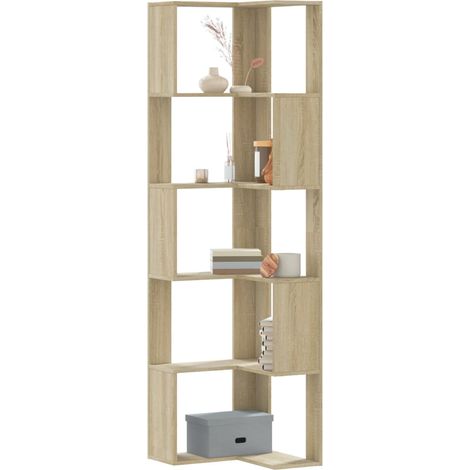 vidaXL Corner Bookcase 5-Tier Sonoma Oak 50x50x179 cm Engineered Wood