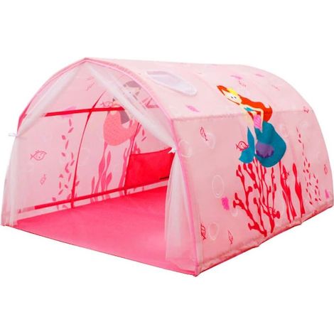 Tunnel pour enfant avec rideau en filet pour lit mezzanine largeur 100 cm Rose (1/5)