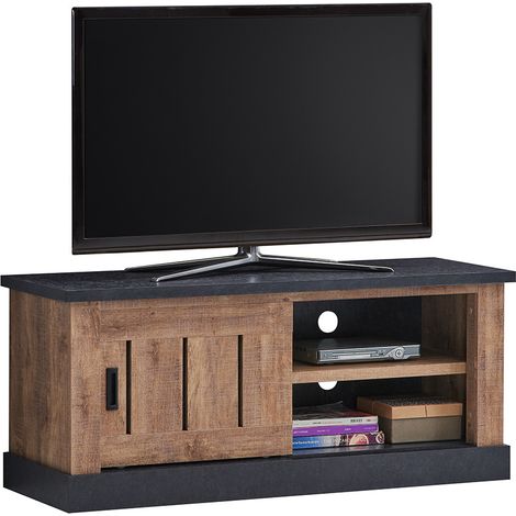 Meuble TV style industriel 132 cm chêne/noir Adelaide (1/5)