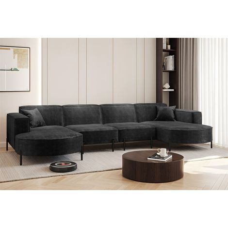 Wohnlandschaft U-Form Sofa VALENCIA XL in Stoff Noel Grafit (1/2)