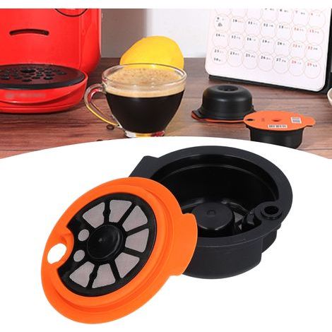 Capsule de Café Réutilisable avec Brosse et Cuillère, Filtre pour Maison, Bureau ou Café, 180ML Orange (1/5)