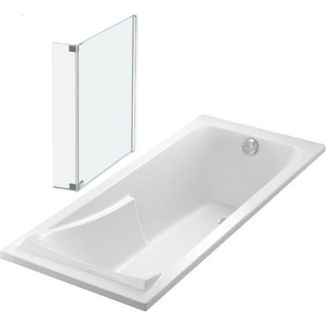 Lot baignoire droite 180 X 80 JACOB DELAFON Corvette + pare-bain 2 volets chromé (1/5)