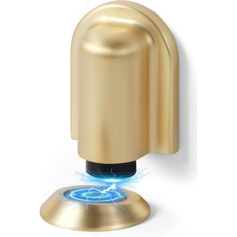 Fermaporta magnetico singolo, finitura opaca, montaggio a pavimento con viti/nastro adesivo, senza foratura, colore oro. (1/5)