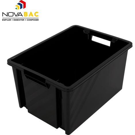 Novap – Bac de rangement 30L noir – Empilable et emboîtable – Pour garage et espaces confinés – 5202852 (1/4)