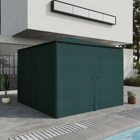 4 parois latérales pour pavillon de jardin tonnelle rigide 300 x 300 cm protéger la de pluie vent soleil gris