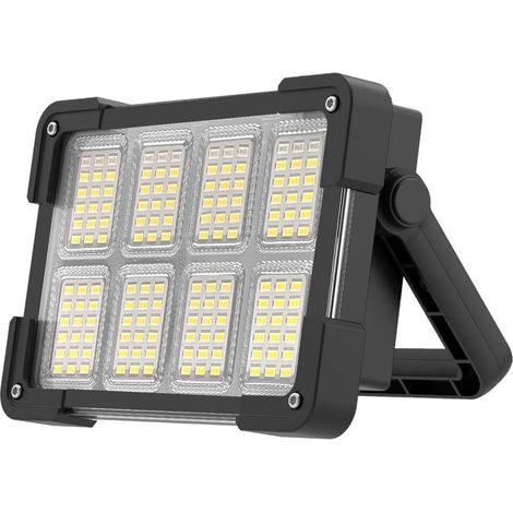 Lampe De Travail LED - 144 LEDs - Lentille Réglable - Batterie Rechargeable 6000 mAh - 4 Modes Dont SOS - Pour Atelier Garage Camping Secours - 160 x 40 x 100 mm