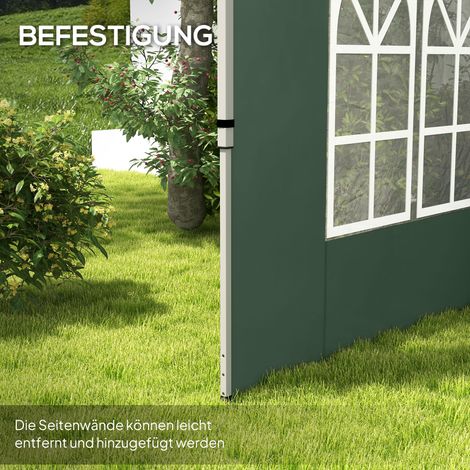 Lot de 2 panneaux latéraux pour tonnelle 3x3/3x4 m, rideau de fenêtre imperméable vert (1/4)