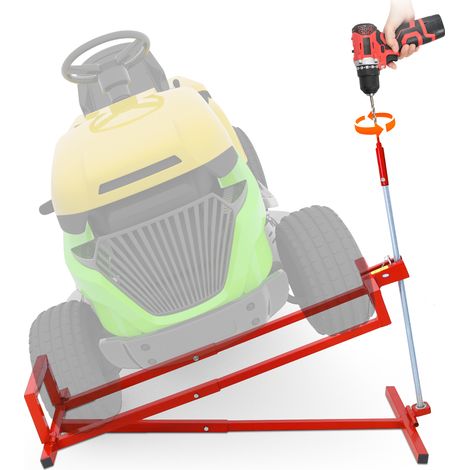 Support de réparation pour tondeuses à gazon, plateforme élévatrice pliable en acier, capacité 400 kg. Chariot télescopique avec poignée, pour outils manuels et électriques, rouge.