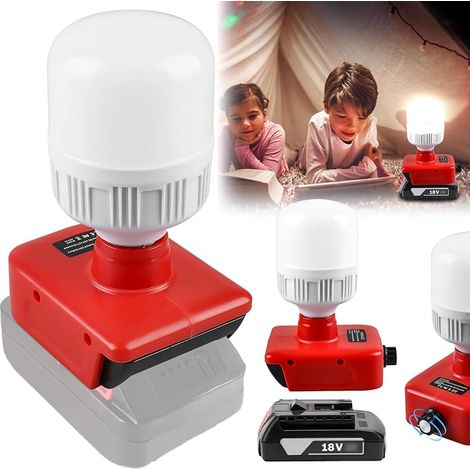 18V 12W LED Work Light with E27 Bulbs Adjustable 150-1300LM Work Light LED Floodlight Adjustable Brightness (1/5)