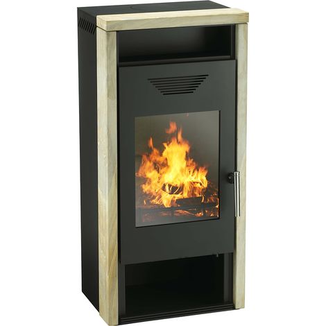 Kaminofen Typ11180-Logi-W schw. Rahmen Sand.Rainbow 6kW