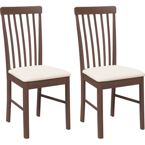vidaXL Sedie da Pranzo con Cuscini 2pz Marrone Legno Massello di (1/5)